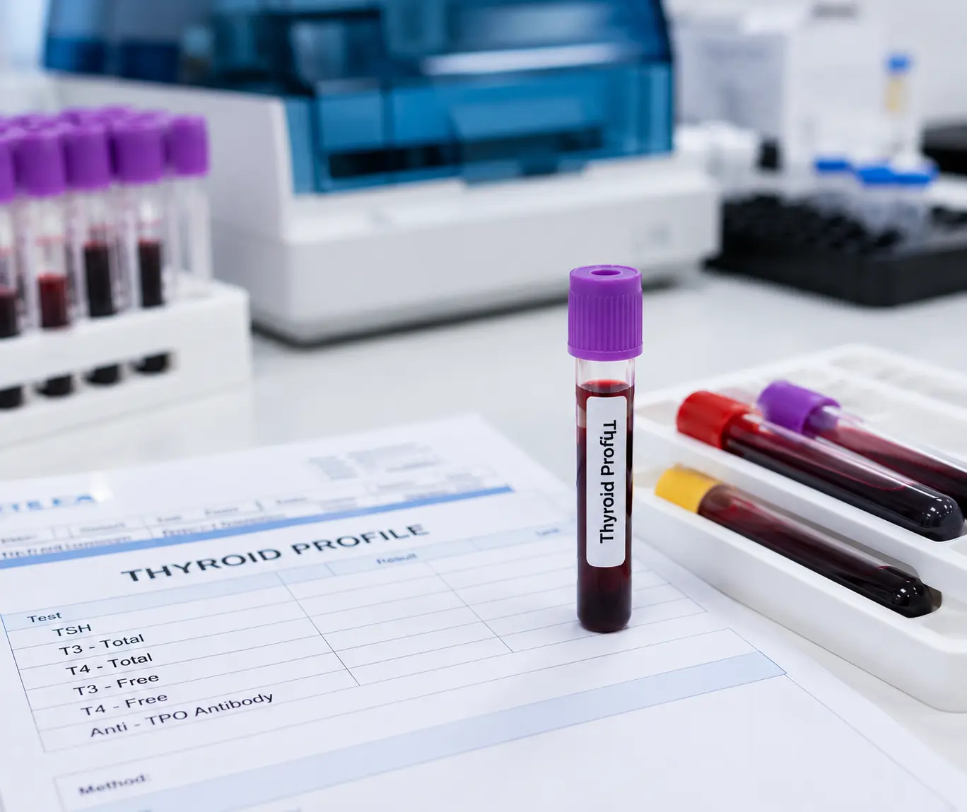 Thyroid profile testing at Krishna Diagnostics laboratory in Nizampet