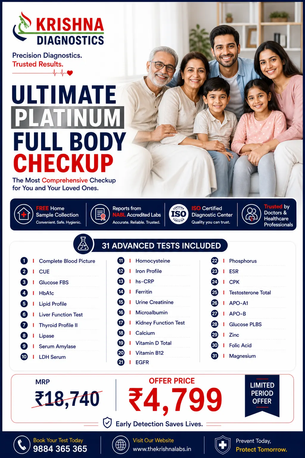 Ultimate Platinum Full Body Checkup — Krishna Diagnostics, Nizampet